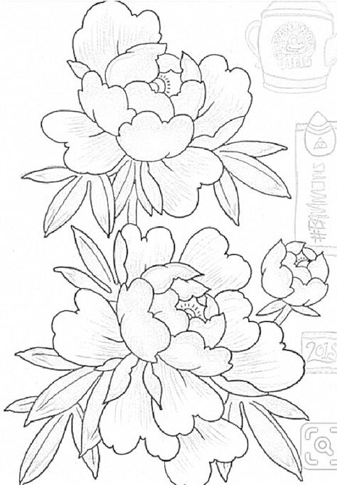 Japanese Peony Drawing, Vintage Art Deco Interior, Learn Acrylic Painting, Peony Drawing, Fabric Painting Techniques, Beach Interior, Flower Drawing Tutorials, Art Deco Interior Design, Flower Art Drawing