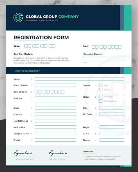 - A professional and stylish template perfect for creating a business registration form. Easily customizable with your own logo, colors, and #Forms_Design_Layout #Form_Layout_Design #Registration_Form_Design_Templates #Admission_Form_Design Forms Design Layout, Form Layout Design, Registration Form Design Templates, Admission Form Design, Form Design Print, Form Design Layout, Application Form Design, Pdf Form Design, Registration Form Design