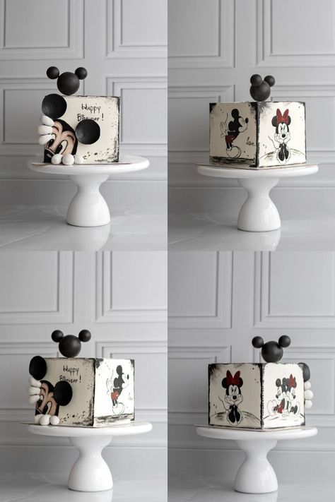 Mickey Cake Birthday, Disney Character Cake, Disney Cakes Birthday, Cartoon Cake Ideas, Mickey Mouse Cake Ideas, Disney Cake Ideas, Mickey And Minnie Mouse Cake, Mickey Mouse Cakes, Disney Birthday Cake