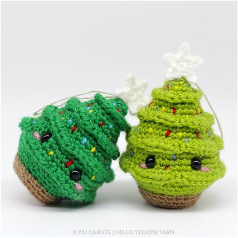 Christmas Tree Amigurumi, Tree Amigurumi, Crochet Christmas Trees Pattern, Christmas Amigurumi, Crochet Christmas Ornaments Free, Crochet Ornament Patterns, Christmas Crochet Patterns Free, Crochet Tree, Crocheted Christmas