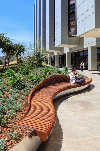 Ball-Nogues Studio crafts steel pavilion for Cedars-Sinai hospital terrace - Archpaper.com Steel Pavilion, Pavilion Architecture, Urban Landscape Design, Public Space Design, Pavilion Design, Outdoor Pavilion, Landscape And Urbanism, Landscape Architecture Design, Urban Park