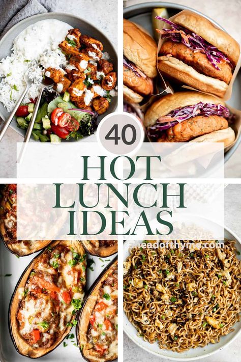 40 Hot Lunch Ideas - Ahead of Thyme Hot Lunch Ideas, Home Lunch Ideas, Lunch At Home, Winter Lunch, Hearty Lunch, Hot Lunch, Crockpot Chili, Homemade Hamburgers, Summer Lunch