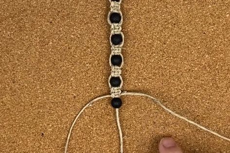 Macrame And Beads Bracelets, Wax Cord Bracelet Diy How To Make, Hemp Cord Jewelry Diy, Macrame Bead Bracelet Patterns, Hemp Bead Bracelet, Mens Hemp Bracelet Diy, Square Knot With Beads, Diy Hemp Bracelets Tutorial, Diy Hemp Bracelets With Beads