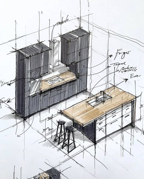 Portfolio D'architecture, Sketchbook Architecture, Interior Design Sketchbook, Interior Sketches, Furniture Design Sketches, Concept Models Architecture, Interior Design Renderings, Architecture Drawing Plan, Drawing Interior