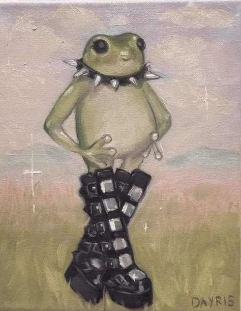 Frog Art, Cute Paintings, Arte Inspo, A Frog, Dessin Adorable, Cute Frogs, Cute Little Drawings, Sketchbook Art Inspiration, Funky Art