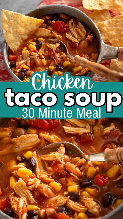 Easy Instant Soup Recipes, Taco Soup Recipe With Chicken, 8 Can Taco Soup Recipe Chicken, Canned Chicken Taco Soup, 8 Can Chicken Taco Soup Recipe, Chicken Tacos Soup Crockpot, 7 Can Chicken Soup, Canned Taco Soup, Chicken Taco Soup Stove Top