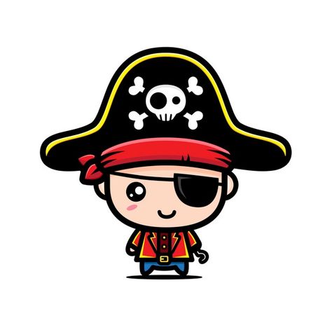 Cute pirate character design Premium Vec... | Premium Vector #Freepik #vector #character #cartoon #skull #pirate Simple Pirate Drawing, Cute Pirate Drawing, Pirates Drawing, Pirates Cartoon, Pirate Character Design, Pirate Drawing, Pirate Vector, Pirate Clip Art, Pirate Character