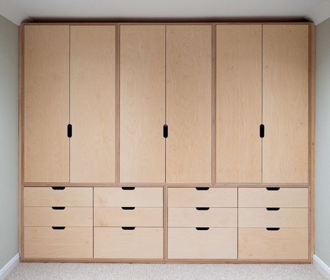 A Plywood Wardrobe (with all of the drawers) — The Modern Carpenter Plywood Wardrobe, Plywood Design, Plywood Interior, Bedroom Cupboards, Plywood Cabinets, Wardrobe Drawers, Fitted Wardrobes, Plywood Furniture, Fitted Furniture