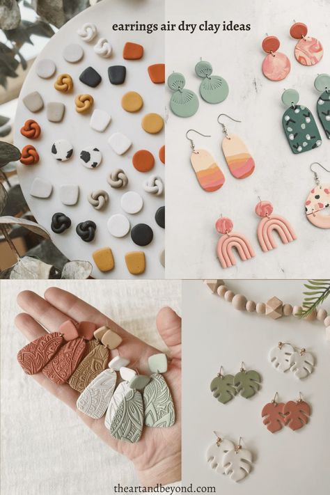 Air Dry Clay Project ideas First-timers must try | The Art And Beyond Clay Ideas Earrings, Clay Project Ideas, Dry Clay Ideas, Air Dry Clay Ideas, Air Dry Modeling Clay, Earrings Holder, Diy Air Dry Clay, Air Dry Clay Projects, Ring Display