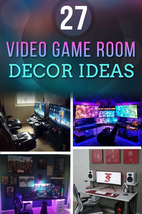 Gaming Setup Room, Small Game Room Ideas, Gamer Bedroom Ideas, Gaming Bedroom Ideas, Video Game Room Decor, Boys Game Room, Gaming Bedroom, Tech Room, Gamer Bedroom