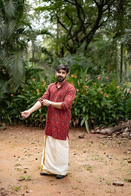 Kerala Wedding Outfits, Kerala Traditional Dress For Men, Himalaya Kajal, Shiva Marriage, Kerala Traditional Dress, Kerala Dress, Kerala Wedding, Couple Wedding Dress, Wedding Outfit Men