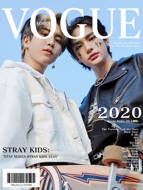 Hyunjin Vogue, Vogue Korea Cover, Han And Hyunjin, People Magazine Covers, Magazine Cover Layout, Vogue Photoshoot, Vogue Magazine Covers, Couple Poses Reference, Paris Aesthetic