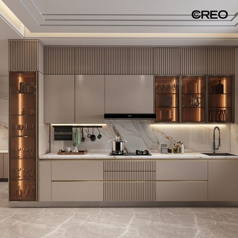 Where sophistication meets functionality. ( Creo, kitchendecor, kitchen ideas, smart kitchen, Creo Kitchens ) Kitchen Interior Organization, Kitchen Modular Design Modern, Kitchen Cabinet Modern Design, Elegant Kitchen Design Modern, Kitchen Island Luxury, Kitchen Interior Modern Luxury, Kitchen Luxury Design, Bright Kitchen Ideas, Kitchen Tall Units