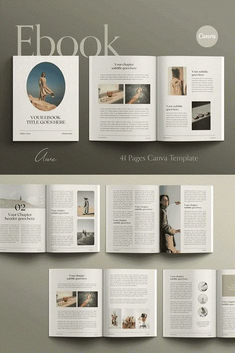 AWE | Ebook Canva Template Canva Document Template, Lay Out Design Templates, Guide Book Design, Documentation Layout, Ebook Designs Layout, Canva Templates Ideas, Best Canva Templates, Document Layout, Journaling Templates