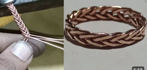 Diy Copper Wire Bracelet, Making Copper Rings, Diy Copper Wire Ring, Woven Wire Ring, Ring Made Of Wire, Copper Wire Bracelet Tutorial, Wire Jewelry Men, Diy Copper Wire Projects, Masculine Wire Rings