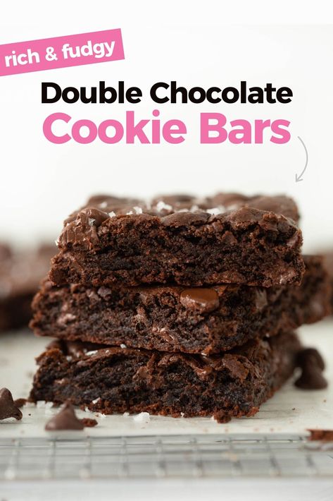 Double Chocolate Cookie Bars, Chocolate Bar Cookies, Double Chocolate Chip Cookie, Homemade Frosting Recipes, Birthday Party Cookies, Chocolate Cookie Bars, Cocoa Powder Cookies, Bar Desserts, Frosting Recipes Easy