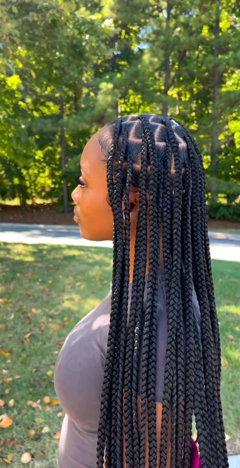 Braids With Real Hair Black Women, Back To Skl Hairstyles Braids, Large Braided Hairstyles, Braids For Black Women 2024, Holiday Braids Black Women, Medium Knotless Braids With Color, Medium Box Braids Hairstyles For Black Women, Colored Knotless Braids For Black Women, Med Knotless Braids