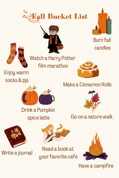 Fall is coming, are you ready?🍂🧡 #fall #autumn #bucketlist #todolist #harrypotter #selfcare #brownaesthetics Cozy Fall Aesthetic Witchy, Fall Self Care Aesthetic, Autumn List, Fall To Do List, Halloween Things To Do, Fall List, Fall Vision Board, Fall Prep, Fall Shopping List