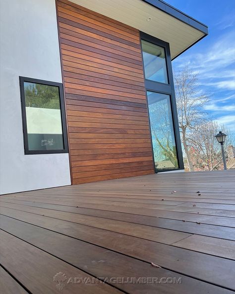 Ipe Wood Siding, Wood On Exterior Of House, Wood Accent Wall Exterior House, Exterior Wood Slat Wall, Wood Slat Wall Exterior, Wood Accent Exterior, Wood Look Siding Exterior, Exterior Wood Paneling, Ipe Siding