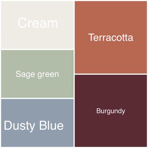 Sage Green Fall Color Palette, Dusty Blue Fall Color Palette, Terracotta Eucalyptus Color Palette, Dusty Blue And Terracotta Color Scheme, Terracotta Wedding Theme Colors, Terracotta Sage And Dusty Blue Wedding, Sage And Red Color Palette, Green Blue And Terracotta Color Scheme, Color Pallet With Sage Green