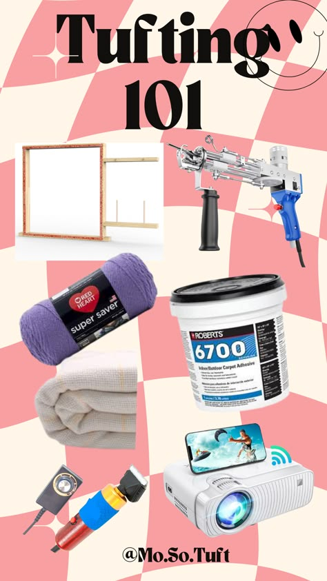 Perfect for beginners, its everything you need to bring your tufting creations to life. Get started on your tufting journey today with these essential items! #affiliate #tufting #howtotuft Tufting Rugs, Tufting Diy, Tufting Rug, Tufting Ideas, Funky Rugs, Rug Tufting, Diy Dollar Tree Decor, Tufted Rugs, Punch Needle Patterns