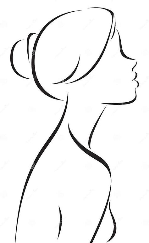 Line Drawing of Women Profile Stock Vector - Illustration of graphic, element: 51120862 Side Profile Line Drawing, Outline Woman Drawing, Perfect Face Template Woman, Woman Outline Drawing Silhouette, Women Face Outline Art, Womens Silhouette Drawing, Women Outline Art, Face Outline Art, Woman Outline Drawing