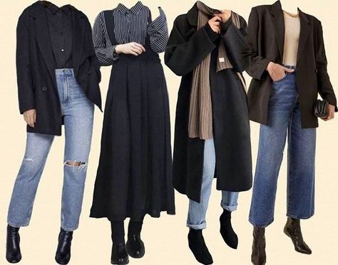 Academia Jeans Outfit, Black Dark Academia Outfits, Black Academia Outfit, Infp Outfits, Retro Outfits Aesthetic, Dark Academia Outfits, Dark Academia Outfit, Dark Academy, Academia Clothes