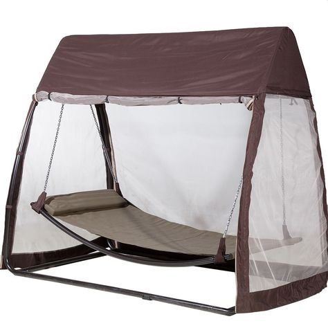 Amazon.com : Abba Patio Outdoor Arched Canopy Cover Hanging Swing Hammock with Mosquito Net 7.6x4.5x6.7 Ft, Chocolate : Patio, Lawn & Garden Hammock With Canopy, Hammocks Inside, Patio Hammock, Hammock With Mosquito Net, Garden Hammock, Hammock Stands, Outdoor Canopy, Hammock Bed, Hammock Tent