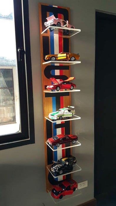 MUSTANGs Shelf : 3 Steps (with Pictures) - Instructables Car Shelf, Chill Room Ideas, Car Model Display, Car Parts Decor, Car Part Art, Cars Room, Acrylic Shelf, Chill Room, Black Spray Paint