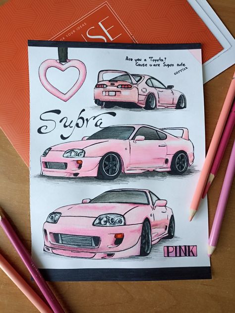 #supra #mk4 #japan #jdmcar Cars Aesthetic Drawing, Hello Kitty Car Drawing, Supra Mk5 Drawing, Supra Mk4 Drawing, Supra Mk 4 Drawing, Drawing Supra, Toyota Supra Drawing, Supra Mk4 Sketch, Cars Doodle