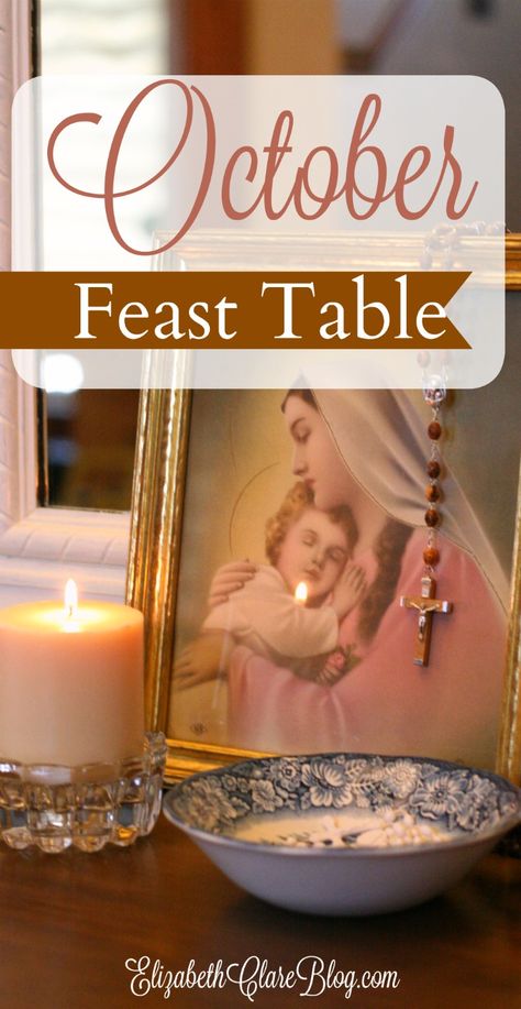 A list of feast days, book ideas, simple activities, and meals for living the liturgical month of October in the Catholic home with kids! Feast Table, Catholic Kids Activities, Catholic Feast Days, Catholic Holidays, Liturgical Living, Saint Feast Days, Catholic Homeschool, Catholic Home, Liturgical Year