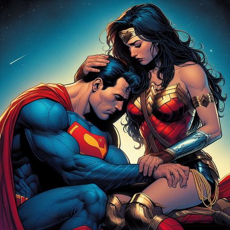 Always here for you. Wonder Woman And Superman, Superman Wonder Woman Couple, Superman And Wonder Woman, Superman Love, Dc Couples, Superman Wallpaper, Wonder Woman Art, Comics Love, Superman Wonder Woman