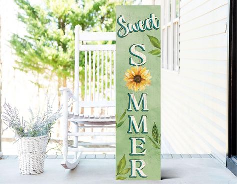 PRICES MAY VARY. 36-Inch Summer Wooden Porch Sign, perfect for welcoming the summer season. Crafted from durable wood with a rustic farmhouse aesthetic, ensuring longevity and charm. Summer-themed design adds a lively and welcoming touch to your decor. Distinctive design perfect for your front door, porch, or any outdoor space. Easy to hang and weather-resistant, ideal for outdoor use. Product Description: Bring warmth and charm to your home with our Sweet Summer Sunflower Home Porch Sign. This Home Porch Sign, Modern Art Canvas Painting, Summer Sunflower, Summer Porch, Outdoor Crafts, Home Porch, Porch Sign, Rustic Farmhouse Style, Wooden Wall Decor