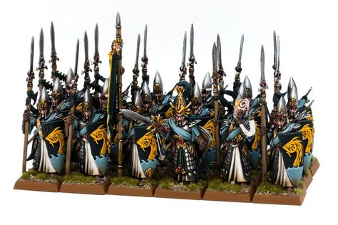 Warhammer Armies High Elves | I've finally finished the first unit of my Cothique army | Facebook Warhammer High Elves, Warhammer Tabletop, Warhammer Armies, Warhammer Miniatures, One D, High Elf, Warhammer Models, Warhammer Fantasy, Lord Of The Rings