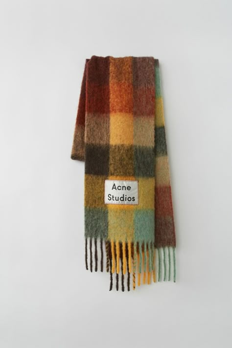 Acne Scarf, Checkered Scarf, Check Scarf, Scarf Outfit, Checked Scarf, Green Scarf, Fall Scarves, Colorful Scarf, Oversized Scarf