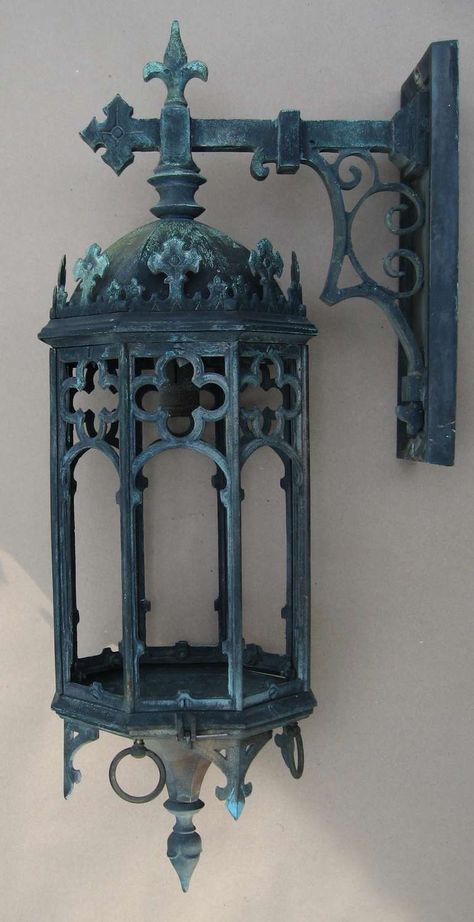 Large Antique Bronze Gothic Revival Lantern Gothic Furniture, Goth Home, Gothic Revival, Trendy Bedroom, Gothic Decor, Gothic Home Decor, Gothic Architecture, Antique Wall Clock, Diy Curtains