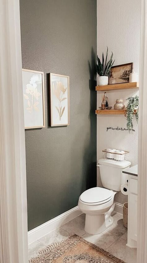 Bathroom Facelift, Reno House, Half Bath Decor, Small Half Bathroom, Half Bathroom Decor, Toilette Design, Toilet Room Decor, Bilik Air, Guest Bathroom Decor