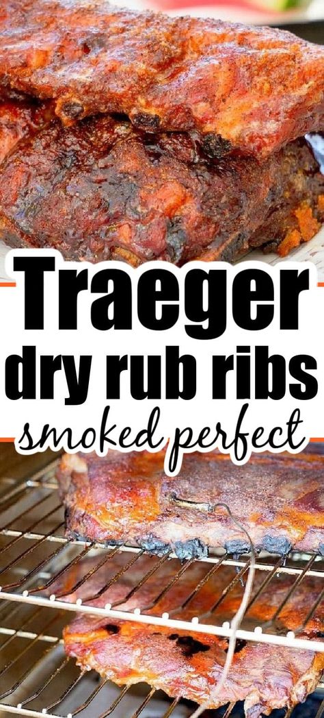 Best way to smoke ribs with dry rub for ribs that's salty and sweet so you don't even need barbecue sauce. Smoked ribs are the best. #smokedribs #smokingpork #traegerribs #dryrubribs Traeger Ribs, Smoked Ribs Rub, Pork Rib Dry Rub, Ribs Marinade Recipe, Rub For Pork Ribs, Smoker Ribs, Rub For Ribs, Best Ribs Recipe, Rib Rub Recipe