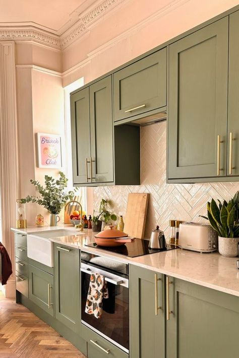 29 Sage Green Kitchen Cabinets – The Crafty Hacks Sage Green Kitchen Cabinets, Cottage Castle, Sage Kitchen, Dream Kitchen Ideas, Sage Green Kitchen, Kitchen Pantry Storage Cabinet, Green Kitchen Cabinets, Kitchen Pantry Storage, Green Cabinets