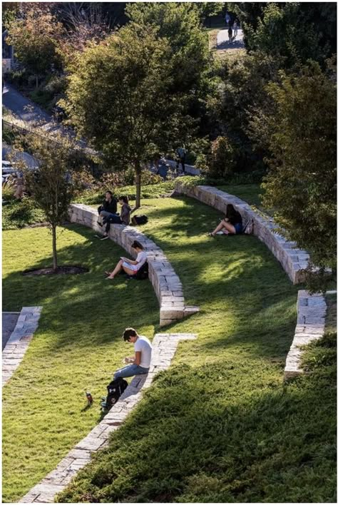 Forest Sitting Area, Inclusive Design Architecture, Amphitheater Landscape, Eco Park Design, Community Park Design, Public Garden Architecture, Landscape Stairs, Sloped Backyard, Urban Landscape Design