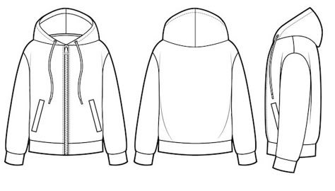 Hoodies Template, About Blank, Best T Shirt Designs, Fashion Design Patterns, Women's Hoodies, Illustration Fashion Design, Vector Template, Sports Jacket, Side View