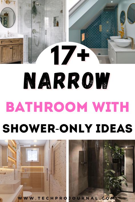 I'm always on the lookout for ways to make the most of small spaces, and these narrow bathroom with shower-only ideas do just that. From sleek glass doors to creative tile work, check out the best narrow bathroom with shower-only ideas to transform your space. Narrow Toilet And Shower Room, Long Narrow Bathroom With Laundry, Small Shower Room Tiles Ideas, Stand Up Shower For Small Bathroom, No Door Shower Ideas Small Spaces, Narrow Bathrooms With Showers, Extra Small Shower Ideas, Small Bathroom With Shower Insert, Side By Side Shower And Toilet