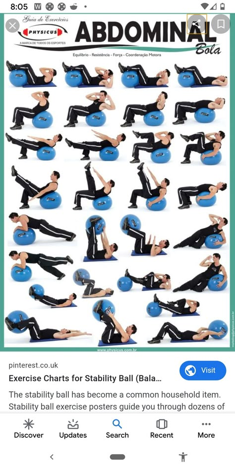 Exercise Chart, Yoga Ball Exercises, Ball Exercise, Stability Ball Exercises, Medicine Ball Workout, Ball Workout, Swiss Ball, Back Fat Workout, Exercises For Beginners