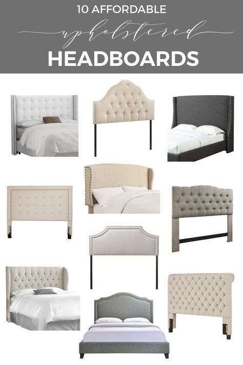 Where to find 10 affordable stylish upholstered headboards | Inexpensive upholstered headboards for beds | Bedroom decor ideas with beautiful tufted nailhead headboards | Headboards bedroom furniture shopping guide | designthusiasm.com Fabric Headboards, Reka Bentuk Bilik Tidur, Beautiful Bed Designs, Simple Bed Designs, Modern Farmhouse Furniture, Nailhead Headboard, Upholstered Headboards, French Country Furniture, Modern Headboard