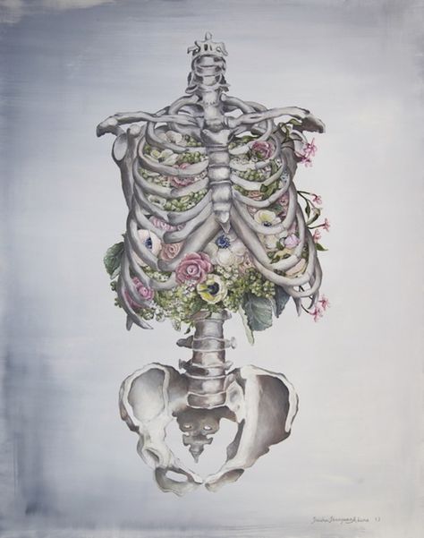 Floral Anatomy Illustrations by Trisha Thompson Adams Ribcage Drawing, Skeleton With Flowers, Floral Anatomy, Anatomy Skeleton, Skeleton Flowers, Fantasy Eyes, Human Skeleton, Skeleton Art, Skeleton Print