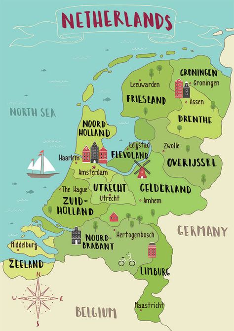 A map of Holland and the Netherlands explaining the difference between Holland and the Netherlands. This map shows where Holland is located in the Netherlands! #travel #holland #netherlands Netherlands Itinerary, Netherlands Travel Destinations, Holland Map, Haarlem Netherlands, Netherlands Map, Dutch Language, Holland Netherlands, Netherlands Travel, Amsterdam Travel