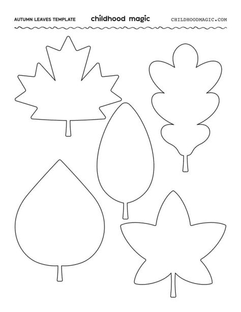 Leaf Template - Free Printable - Childhood Magic Fall Leaf Printable, Simple Leaf Outline, Printable Leaves Leaf Template, Fall Leaves Template Free Printable, Leaf Template Free, Leaves Template Free Printable, Maple Leaf Template, Leaf Printables, Leaf Template Printable