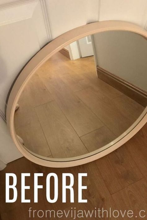 Pottery Barn Mirror Hack, Diy Round Mirror, Pottery Barn Mirror, Round Mirror Frame, Cheap Mirrors, Mirror Hack, Store Mirror, Large Bathroom Mirrors, Round Gold Mirror