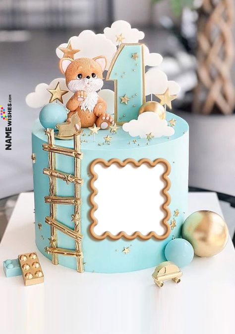 Gateau Baby Shower Garcon, 1st Birthday Cake Designs, One Year Birthday Cake, Baby 1st Birthday Cake, Boys First Birthday Cake, Boys 1st Birthday Cake, Baby Boy Birthday Cake, Birthday Cake Decorations, Birthday Cake Design