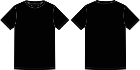 T Shirt Template Front And Back, Fashion Flat Sketch, Color Template, Plain Black T Shirt, Stencil Ideas, T Shirt Design Template, Clothing Design Sketches, Flat Sketches, T Shirt Design Vector